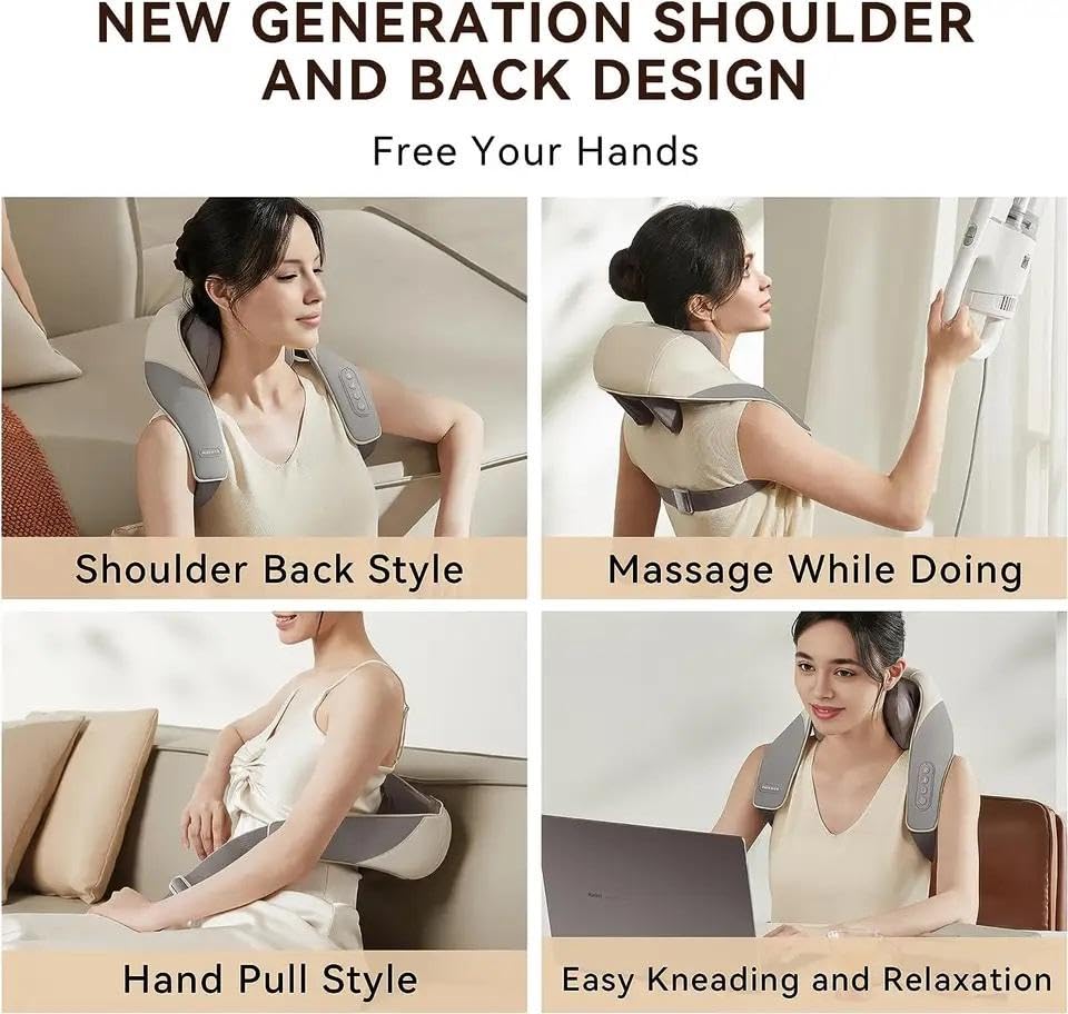 Neck and Shoulder Massager Machine for Pain Relief with Heating, Different Massage Modes, Variable Speed | Electric Wearable 5D Cervical Neck Body Massager for Deep Tissue Massage in Neck, Back, Shoulders, Waist and Legs