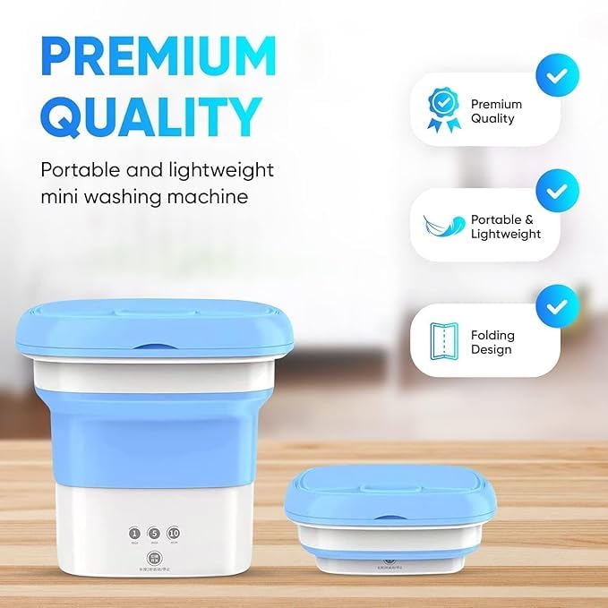 Mini Washing Machine Portable, 9L High Capacity Foldable Washer and Spin Dryer, Deep Cleaning for Underwear, Baby Clothes, Camping, Travel | Lightweight and Easy to Carry