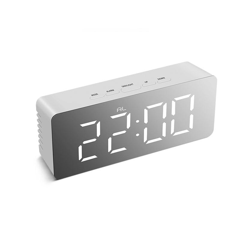 Digital Alarm Clock Table Clock for Students, Heavy Sleepers, Bedroom, Office, Corporate | Mini Alarm Clock with Loud Sound, Automatic Sensor, Date & Temperature (Black)