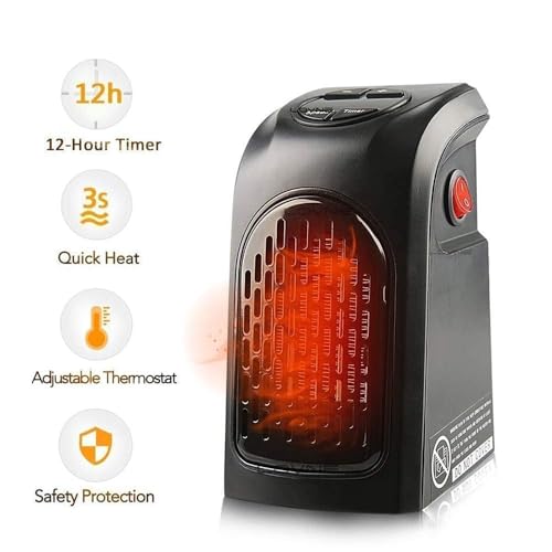 Room Heater for Bedroom | 400 Watts Mini Portable Electric Heater, Plug-In Heater for Room, Home, Office, Bedroom, Winter