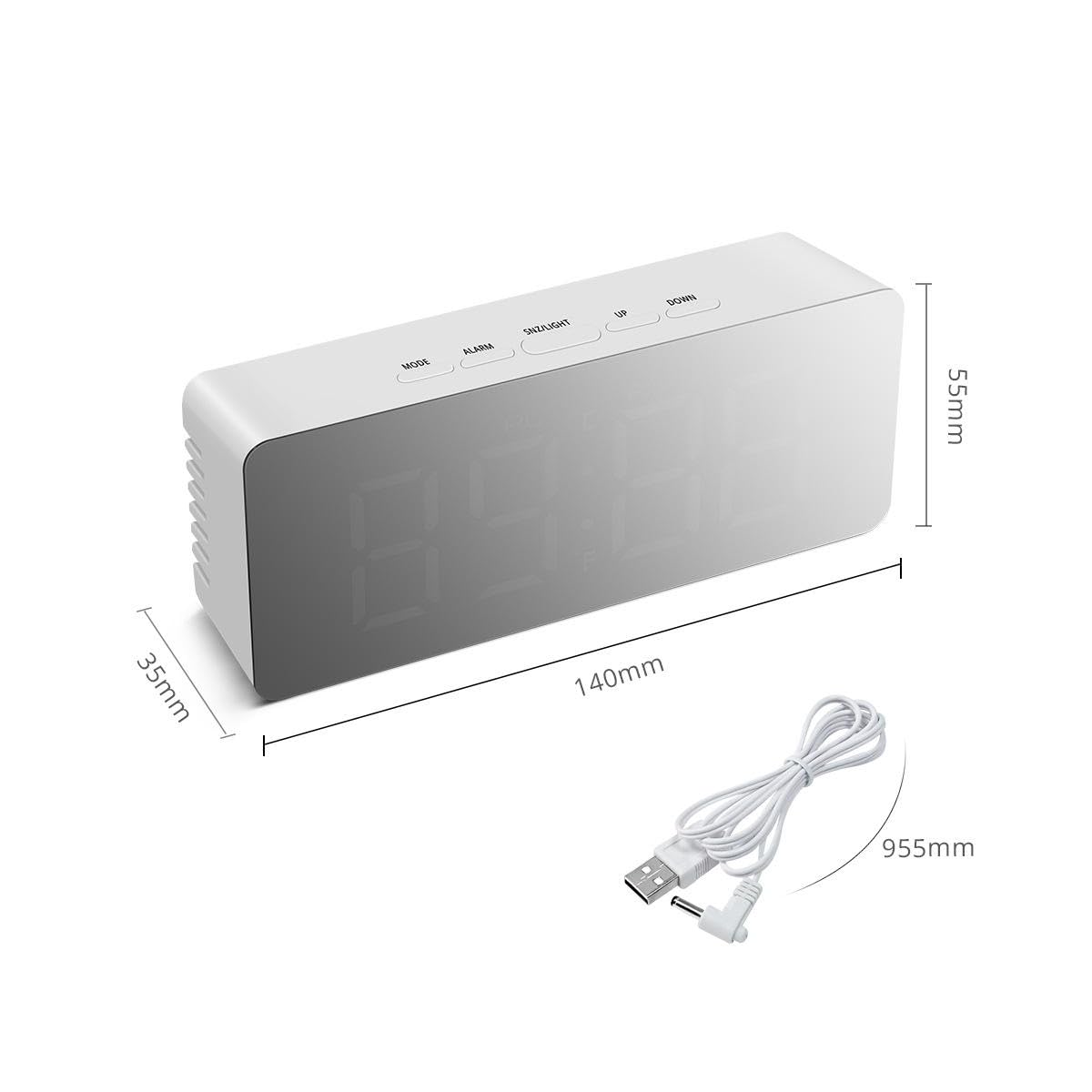 Digital Alarm Clock Table Clock for Students, Heavy Sleepers, Bedroom, Office, Corporate | Mini Alarm Clock with Loud Sound, Automatic Sensor, Date & Temperature (Black)