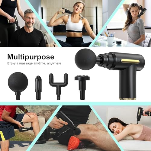Portable Massage Gun for Pain Relief, Unisex Deep Tissue Massage Gun, Muscle Relaxing Body Massage Machine for Home, Handheld 6 Speed with 4 Heads