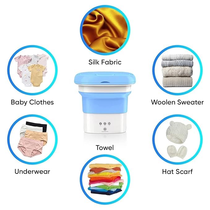 Mini Washing Machine Portable, 9L High Capacity Foldable Washer and Spin Dryer, Deep Cleaning for Underwear, Baby Clothes, Camping, Travel | Lightweight and Easy to Carry