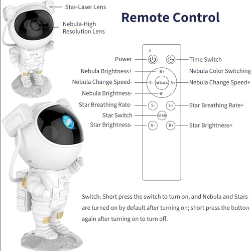 Astronaut Galaxy Projector with Remote Control - 360° Adjustable Timer Kids Astronaut Projector for Gifts, Baby, Adults, Bedroom, Gaming Room, Home and Party (Corded Electric)