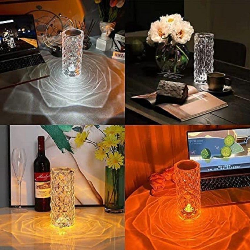 CrystalGlow Rose Diamond LED Table Lamp – 16 Color Changing, USB Rechargeable Touch Night Light with Remote – Perfect for Bedroom, Living Room, Party & Home Decor (Multicolor, 1-Pack)