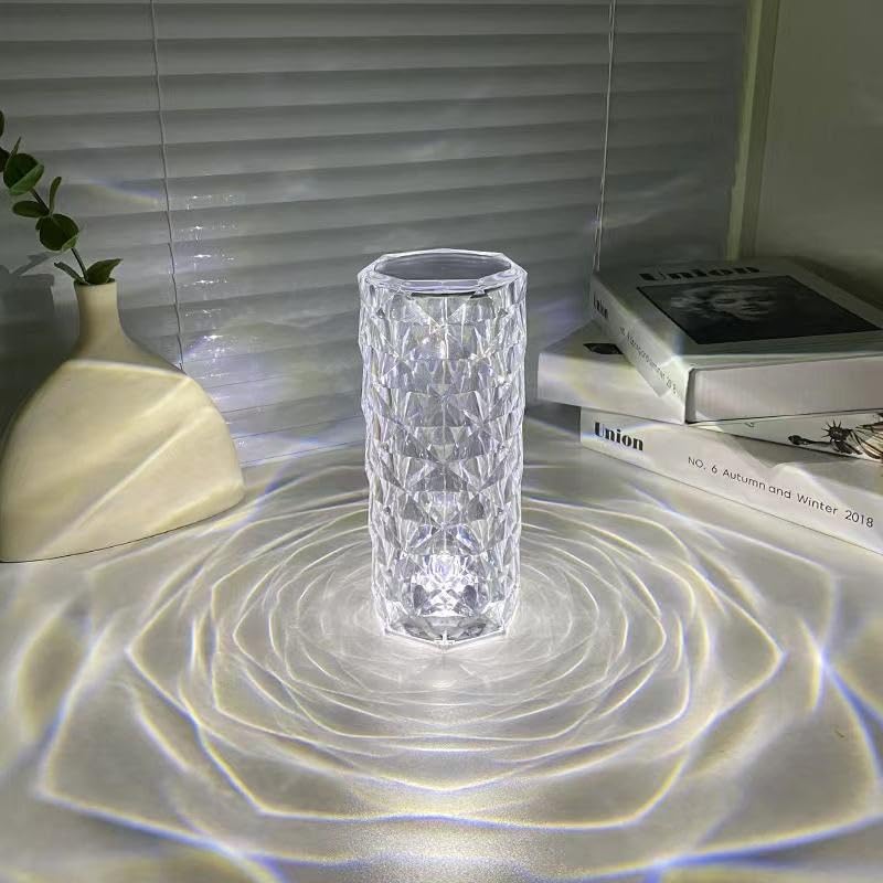 CrystalGlow Rose Diamond LED Table Lamp – 16 Color Changing, USB Rechargeable Touch Night Light with Remote – Perfect for Bedroom, Living Room, Party & Home Decor (Multicolor, 1-Pack)