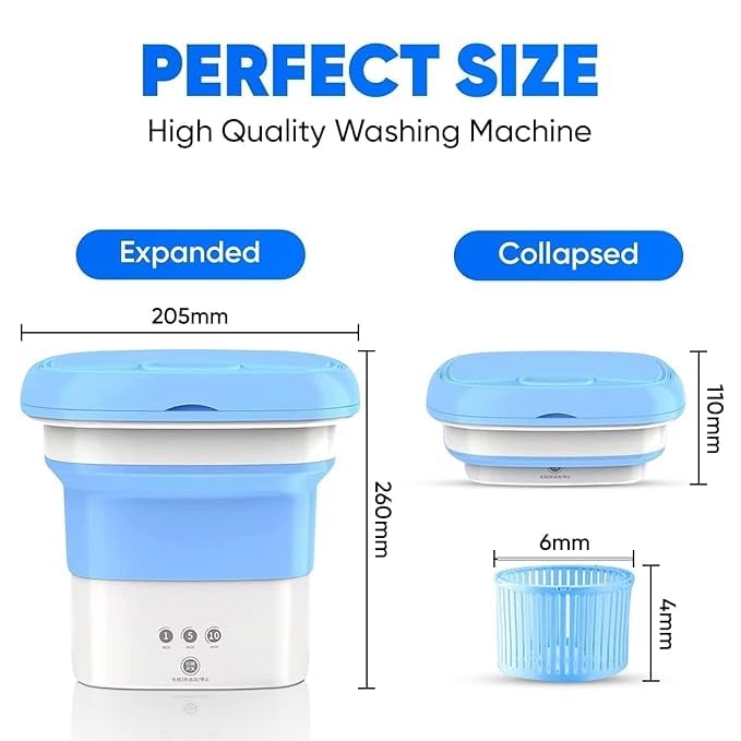 Mini Washing Machine Portable, 9L High Capacity Foldable Washer and Spin Dryer, Deep Cleaning for Underwear, Baby Clothes, Camping, Travel | Lightweight and Easy to Carry