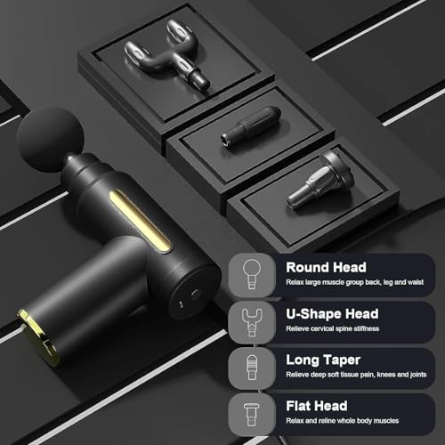 Portable Massage Gun for Pain Relief, Unisex Deep Tissue Massage Gun, Muscle Relaxing Body Massage Machine for Home, Handheld 6 Speed with 4 Heads