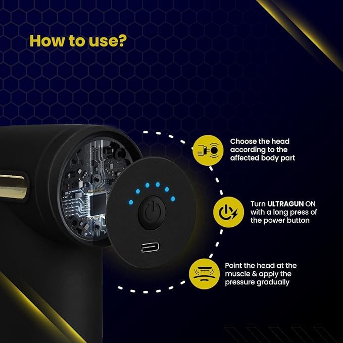 Portable Massage Gun for Pain Relief, Unisex Deep Tissue Massage Gun, Muscle Relaxing Body Massage Machine for Home, Handheld 6 Speed with 4 Heads