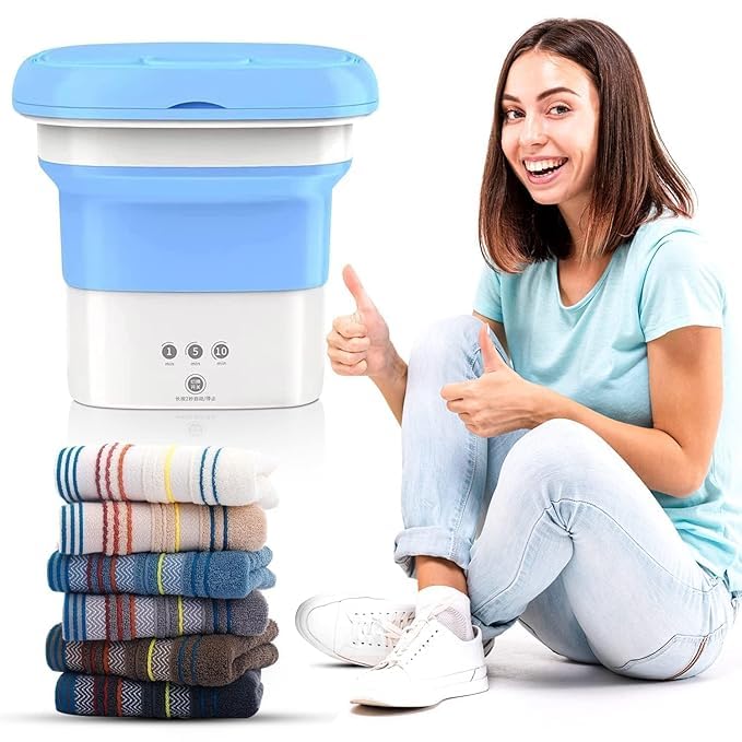 Mini Washing Machine Portable, 9L High Capacity Foldable Washer and Spin Dryer, Deep Cleaning for Underwear, Baby Clothes, Camping, Travel | Lightweight and Easy to Carry