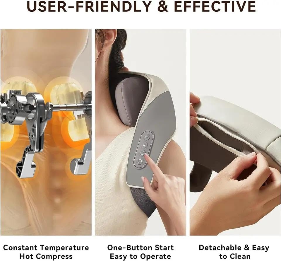 Neck and Shoulder Massager Machine for Pain Relief with Heating, Different Massage Modes, Variable Speed | Electric Wearable 5D Cervical Neck Body Massager for Deep Tissue Massage in Neck, Back, Shoulders, Waist and Legs