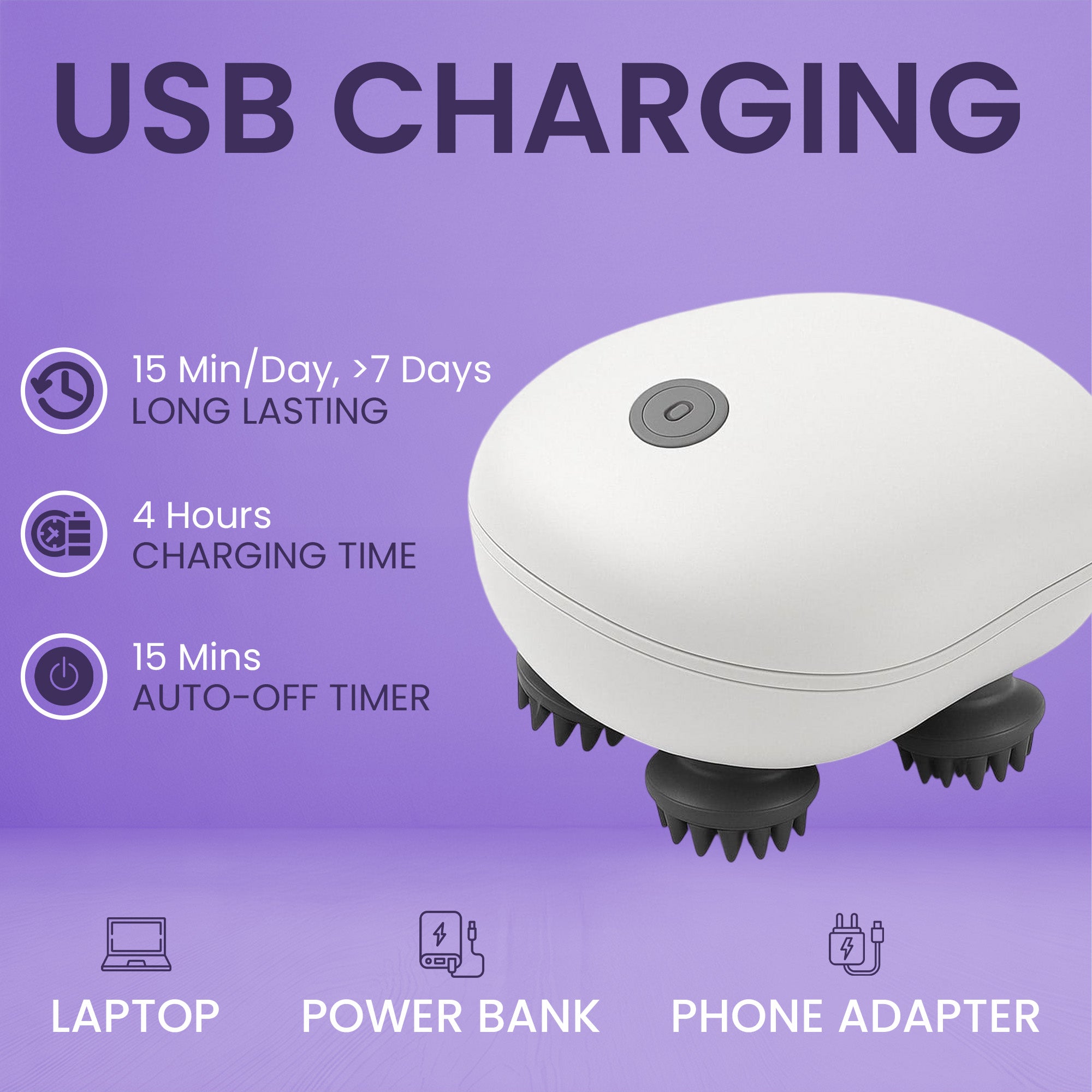 Scalp Massager with Advance Red Light Therapy | Portable Head Kneading Hair Scalp Massager with Advance Red Light Therapy & 3 Speed Mode for Boosting Hair Growth, Hair Fall Control, Scalp Therapy