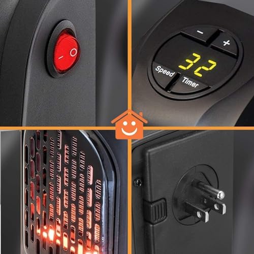 Room Heater for Bedroom | 400 Watts Mini Portable Electric Heater, Plug-In Heater for Room, Home, Office, Bedroom, Winter