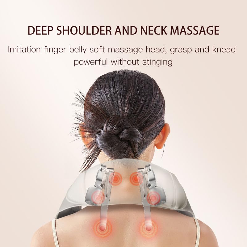 Neck and Shoulder Massager Machine for Pain Relief with Heating, Different Massage Modes, Variable Speed | Electric Wearable 5D Cervical Neck Body Massager for Deep Tissue Massage in Neck, Back, Shoulders, Waist and Legs